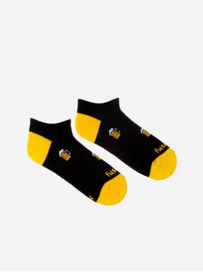 Žlto-čierne vzorované ponožky Fusakle Pivný salón