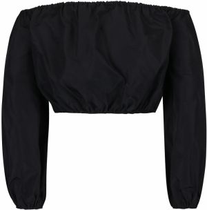 Čierny crop top s dlhým rukávom Miss Selfridge