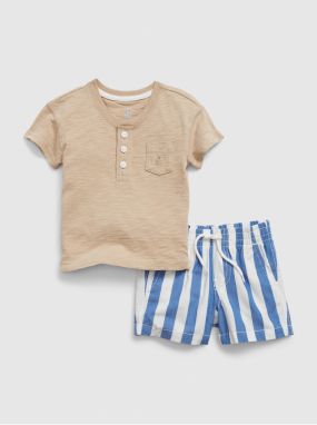 Modrý baby set - tričko a pruhované šortky GAP