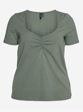 Zelené basic tričko VERO MODA CURVE Celia
