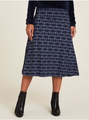 Tmavomodrá vzorovaná midi sukňa Tranquillo