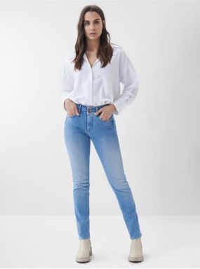 Modré dámske slim fit rifle s vyšúchaným efektom Salsa Jeans