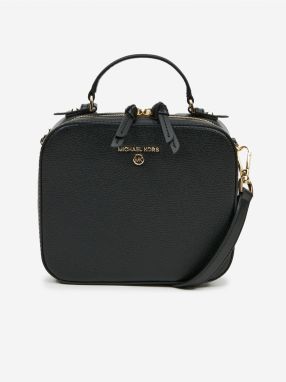 Čierna kožená crossbody kabelka Michael Kors Jet Set Charm