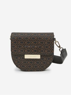 Tmavohnedá vzorovaná crossbody kabelka Calvin Klein