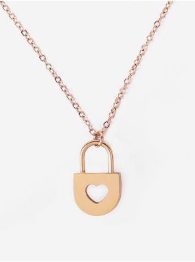 Dámský náhrdelník s motivem zámku ve zlaté barvě VUCH Heart Key Gold