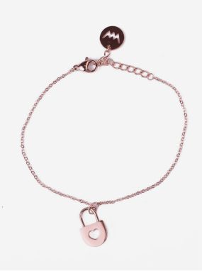 Dámský náramek s motivem zámku v růžovo-zlaté barvě VUCH Little Key Rose Gold