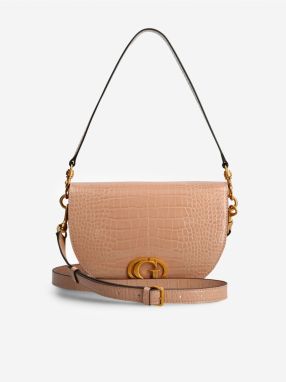 Hnedá dámska vzorovaná malá crossbody kabelka Guess Danna