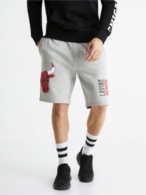 Šedé pánske teplákové šortky Celio NBA Chicago Bulls