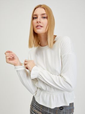 Tričká s dlhým rukávom pre ženy ORSAY - biela