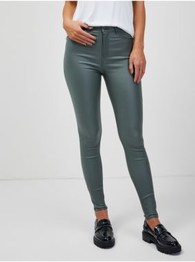 Zelené skinny fit koženkové nohavice JDY New Thunder