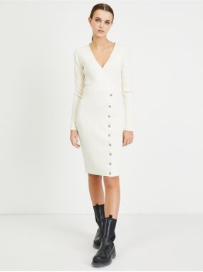 Krémové puzdrové svetrové šaty Guess Alexandra