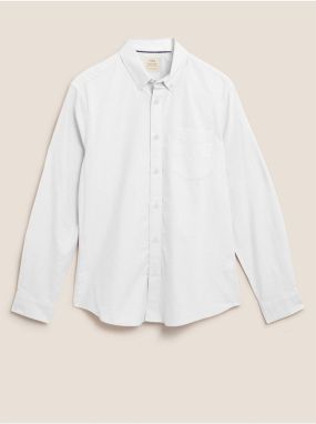 Košeľa Oxford úzkeho strihu z čistej bavlny Marks & Spencer biela