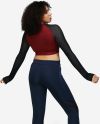 Vínový crop top s dlhým sieťovaným rukávom Ivy Park galéria