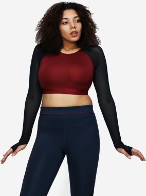 Vínový crop top s dlhým sieťovaným rukávom Ivy Park