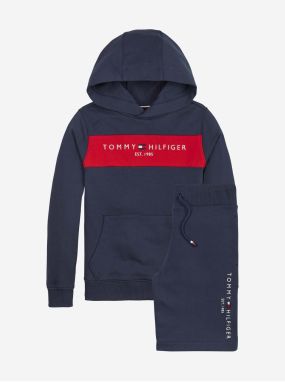 Sada chlapčenských šortiek a mikiny s kapucňou v tmavomodrej farbe Tommy Hilfiger