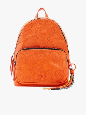 Oranžový dámsky kvetovaný batoh Desigual Alpha Mombasa Mini