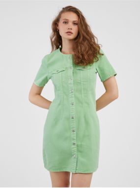 Zelené dámske džínsové košeľové šaty Pieces Tara