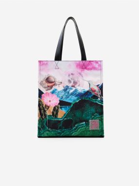 Zeleno-ružový dámsky vzorovaný shopper Desigual Paisaje Surreal