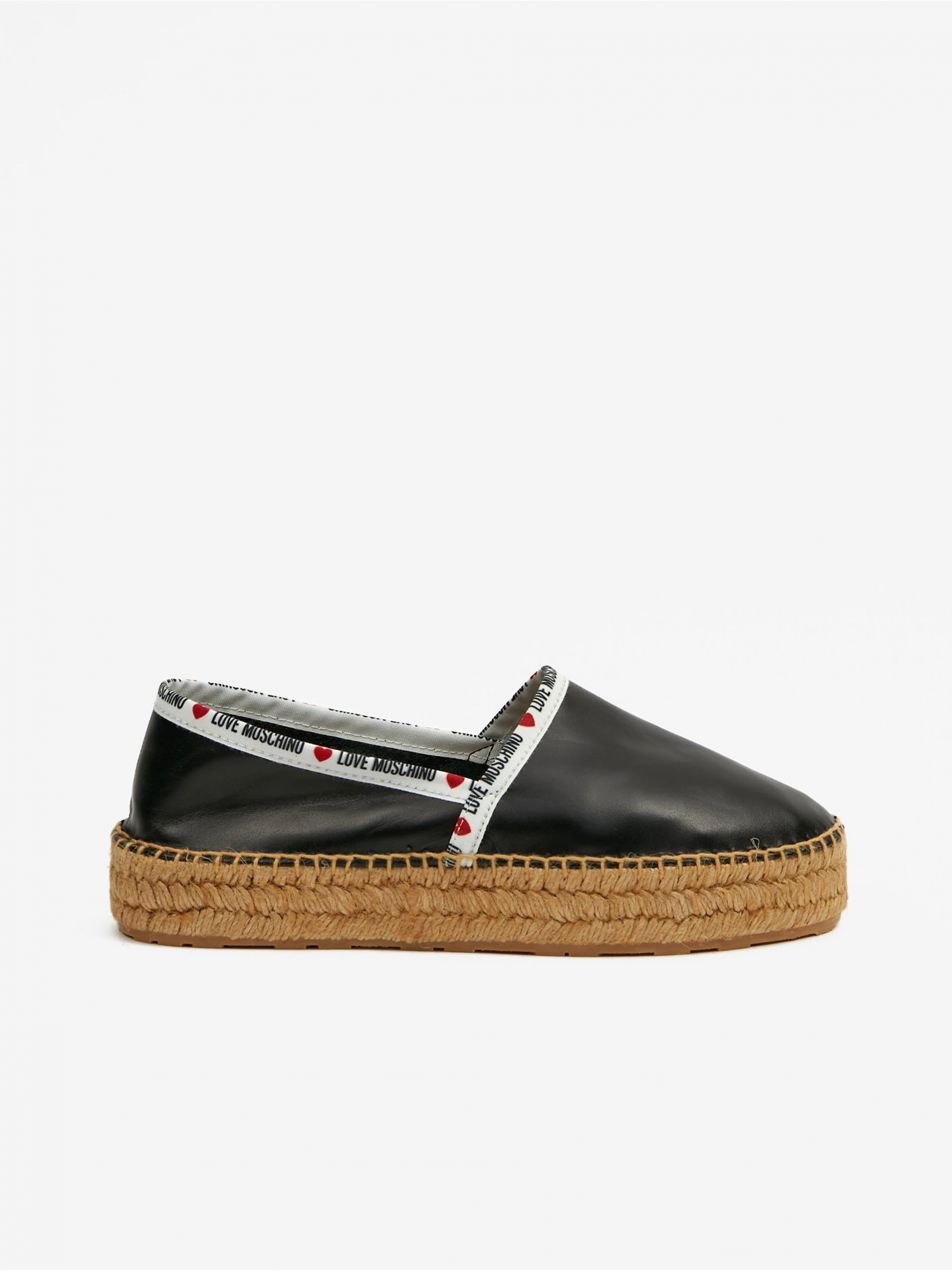 Čierne dámske kožené espadrilky Love Moschino