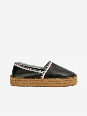 Čierne dámske kožené espadrilky Love Moschino