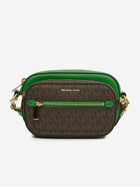 Hnedo-zelená dámska kožená crossbody kabelka Michael Kors