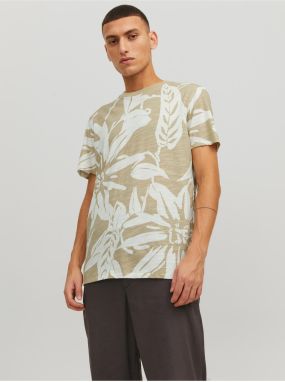 Béžové pánske vzorované tričko Jack & Jones Tropic