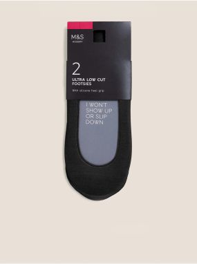 Sada dvoch párov dámskych slip on ponožiek v čiernej farbe Marks & Spencer