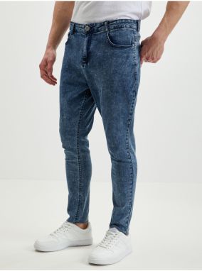 Tmavomodré pánske slim fit džínsy Ombre Clothing P923