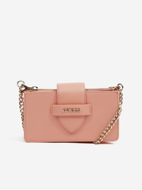 Svetloružová dámska crossbody kabelka Guess Card Case On Chain