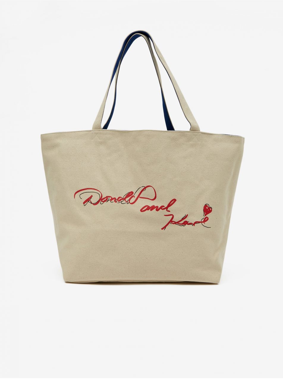 Modro-béžový dámsky vzorovaný shopper KARL LAGERFELD Disney