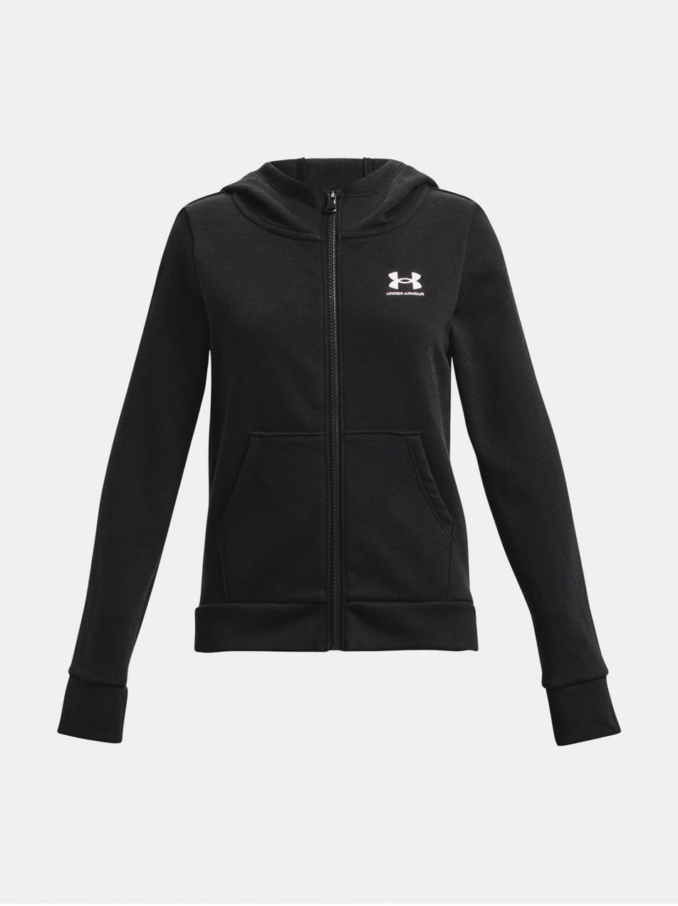 Čierna dievčenská športová mikina na zips s kapucňou Under Armour Rival Fleece LU FZ