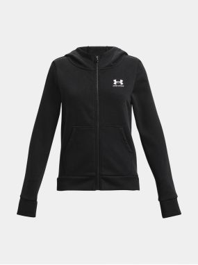 Čierna dievčenská športová mikina na zips s kapucňou Under Armour Rival Fleece LU FZ