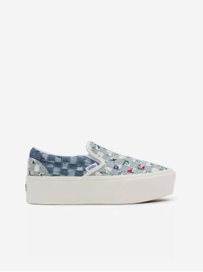 Svetlomodré dámske vzorované slip on tenisky na platforme VANS