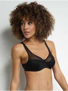 Čierna dámska krajková podprsenka Dim GENEROUS BRODERIE UNDERWIRE BRA