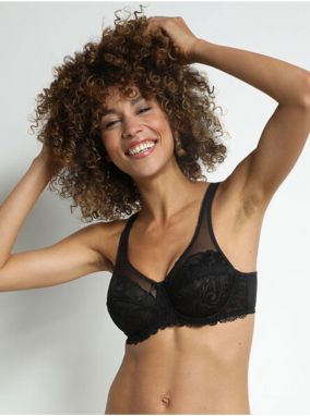 Čierna dámska krajková podprsenka Dim GENEROUS ESSENTIEL UNDERWIRE BRA