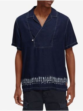 Tmavomodrá pánska džínsová batikovaná košeľa Scotch & Soda