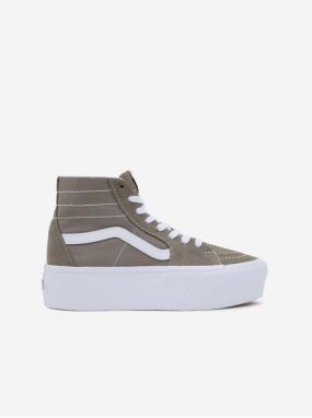 Kaki dámske členkové tenisky so semišovými detailmi na platforme VANS SK8-Hi