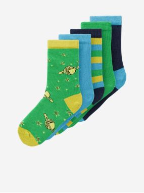 Súprava piatich párov detských ponožiek v modrej a zelenej farbe name it Vagn