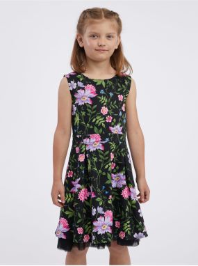 Čierne dievčenské kvetované šaty ORSAY