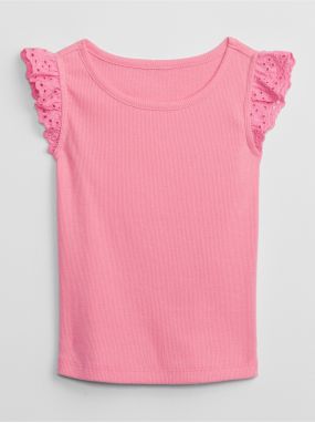 Ružové dievčenské tričko s madeirou GAP