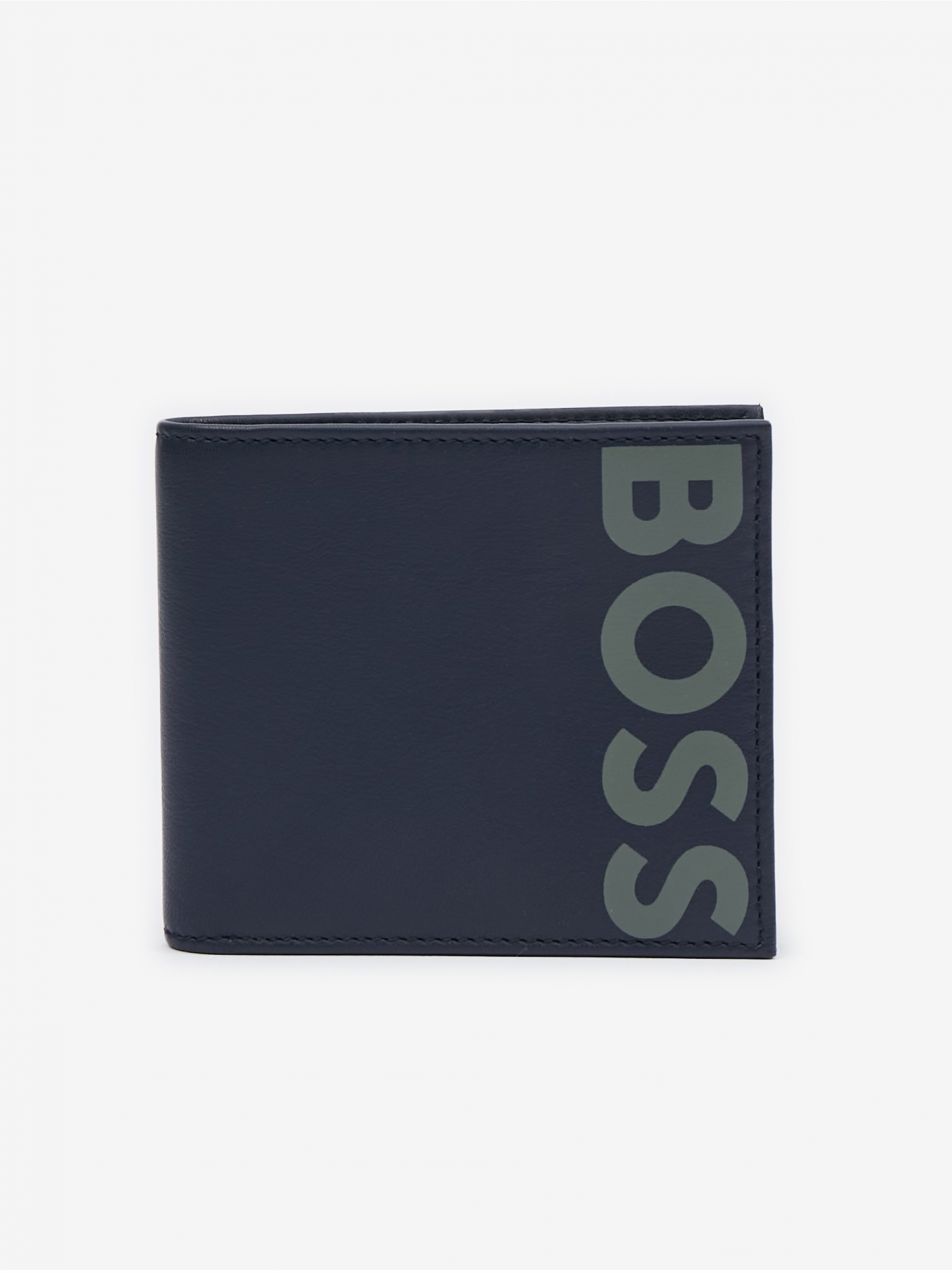 Tmavomodrá pánska kožená peňaženka Hugo Boss