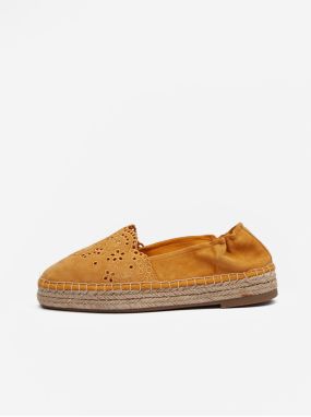 Horčicové semišové espadrilky Tamaris