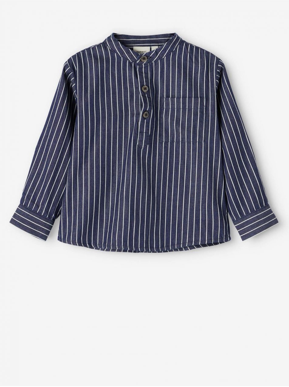 Tmavomodrá chlapčenská pruhovaná košeľa name it Stripes