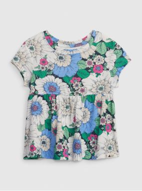 Zeleno-biele dievčenské kvetované tričko GAP