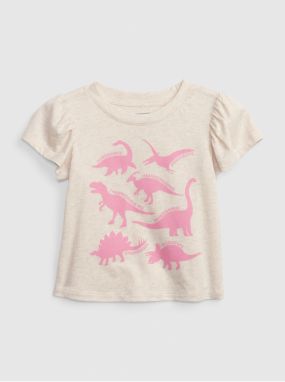 Ružovo-béžové dievčenské tričko s potlačou GAP
