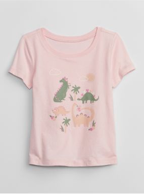 Ružové dievčenské tričko s motívom dinosaura GAP