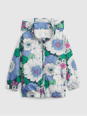 Krémovo-modrá dievčenská kvetovaná bunda na zips GAP