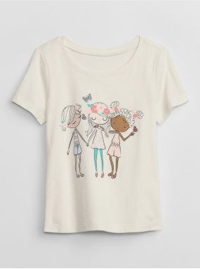Biele dievčenské tričko s potlačou GAP