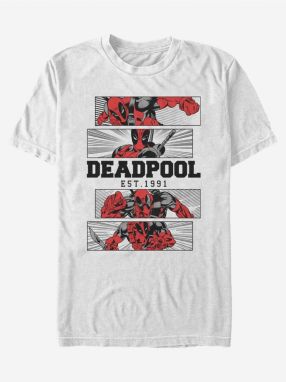 Bílé unisex tričko ZOOT.Fan Marvel DEADPOOL 4 PANEL 2 TONE