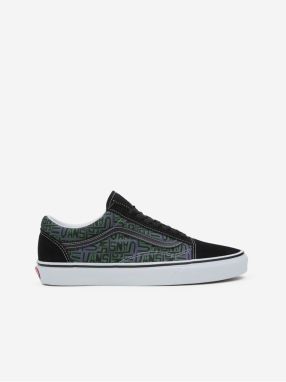 Zeleno-čierne pánske vzorované tenisky so semišovými detailmi VANS Old Skool